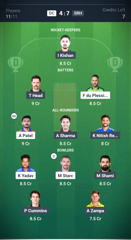 DC VS SRH Three League Team 2
