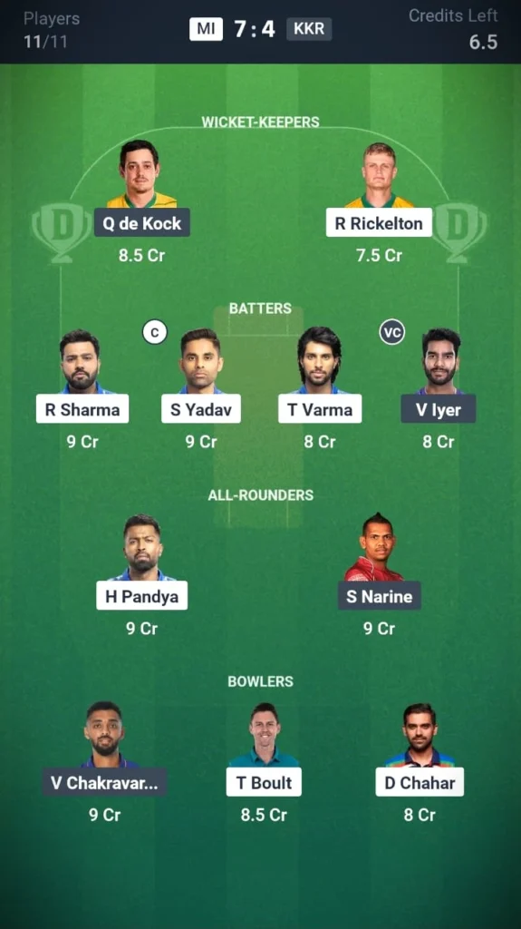 MI VS KKR Head-to-Head Team 2