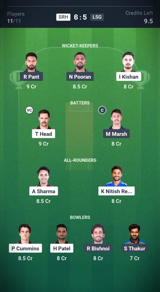 SRH VS LSG Three League Team 1