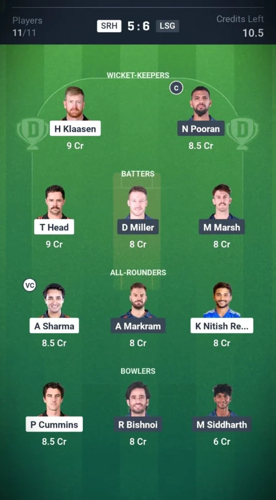 SRH VS LSG Three League Team 2